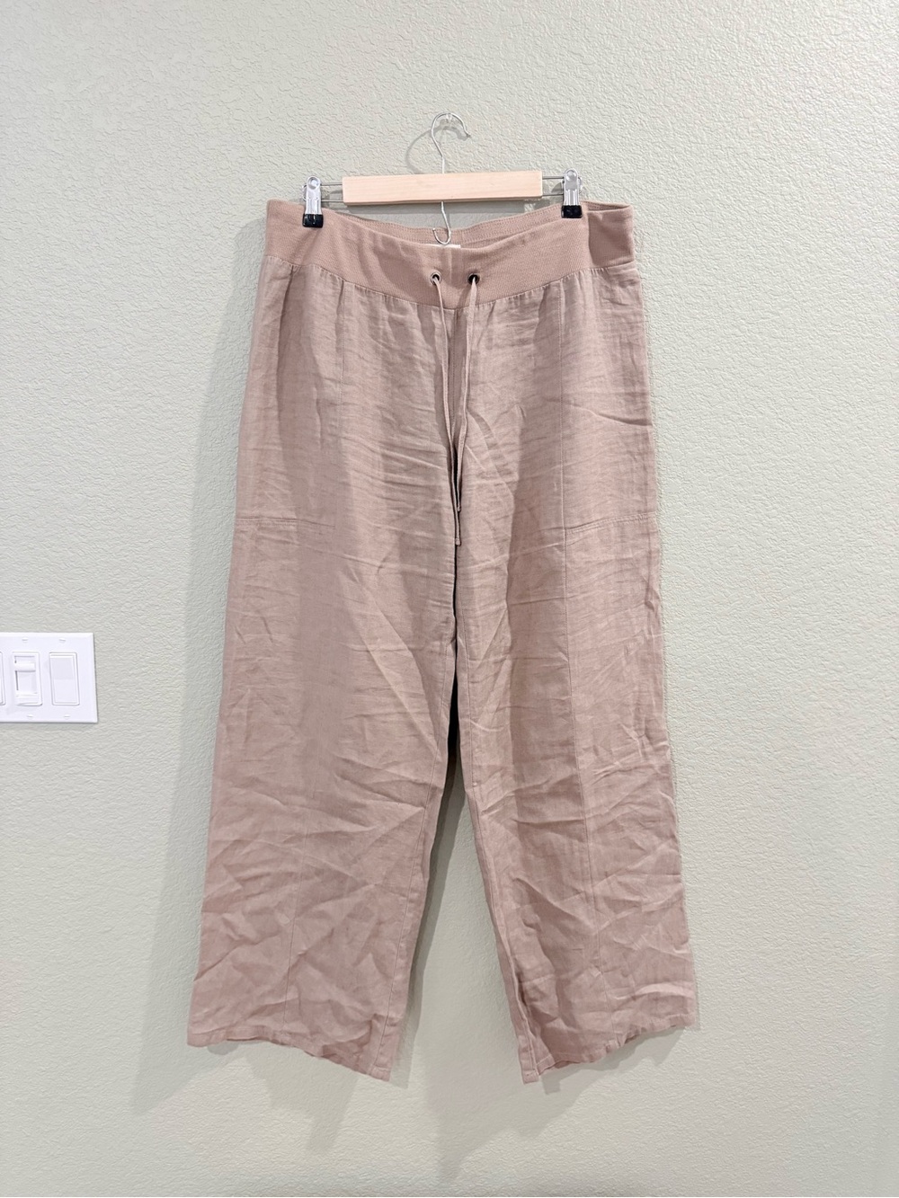 Eileen Fisher- Organic Linen Khaki Drawstring Pants- Size M